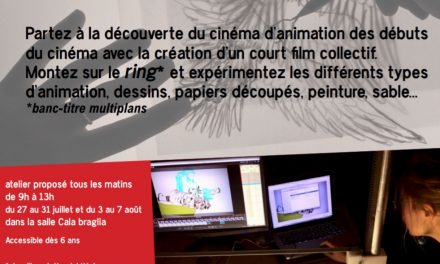 Atelier Cinéma d’animation du 27 juillet au 7 août